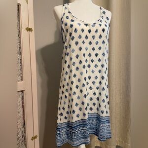 Portocruz Blue White Beach Cover-Up Dress M | Summer Swim Resort Sun Dress NWOT